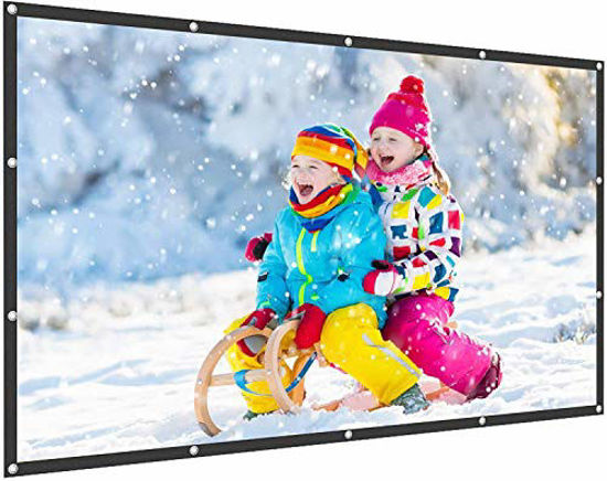 Picture of WOWOTO 120 inch Projection Screen 16:9 HD Foldable Anti-Crease Portable Projector Movies Screen for Home Theater Outdoor Indoor Support Double Sided Projection