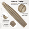 Picture of Moresoo Tape in Hair Extensions Human Hair Extensions 12 Inch Glue on Hair for Short Hair #9A Brown Highlighted with #60 Platinum Blonde Tape in Skin Weft Remy Hair Extensions 30g 20pcs