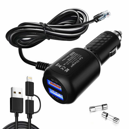 Picture of Radar Detector Power Cord,for Uniden Escort Valentine Beltronics Passport Cobra etc Radar Detector,with Dual USB QC3.0 Quick Charger(QC3.0 6.5ft)