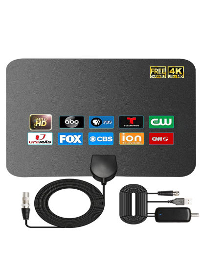 Picture of 4K Amplified HD Digital TV Antenna Long 1000 Miles Range RUPA TV Antenna Indoor Support 4K 1080p Fire tv Stick and All Older TV's Indoor Smart Switch Amplifier Signal Booster with Coax HDTV Cable 17ft