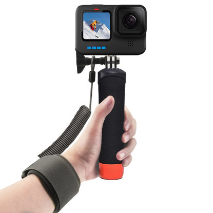 Picture of FitStill Waterproof Monopod Floating Hand Grip+Steel cored Safety Wrist Strap Rope for Go Pro Hero Session DJI Osmo and Other Action Cameras.Snorkeling Underwater Diving Selfie Pole Stick