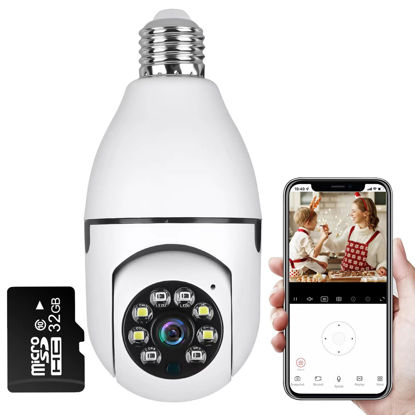 Picture of Wireless Light Bulb Camera 2.4GHz WiFi 360 Degree Socket Cameras for Home Security 1080p Smart Panoramic Cam Home Surveillance Camera System with Night Vision Motion Detection and Alarm