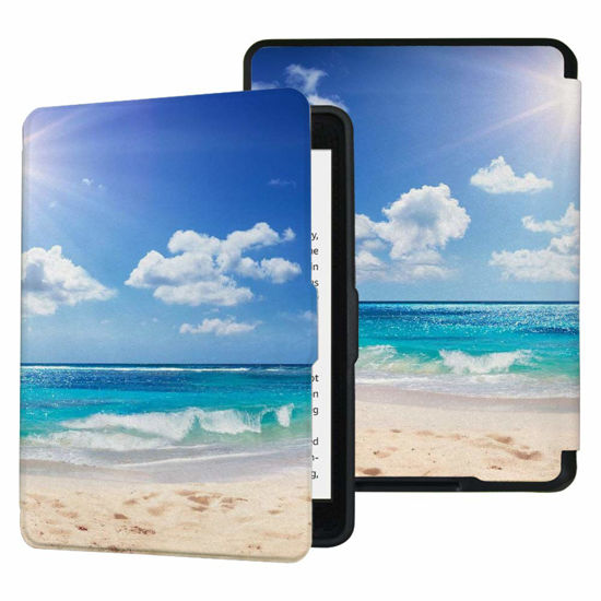 Picture of Colorful Star Case for Kindle Paperwhite Generations Prior to 2018 (Not Fit All-New Paperwhite 10th Gen) - PU Leather Case for Paperwhite E-Reader with Auto Wake/Sleep - Sand Beach & Ocean