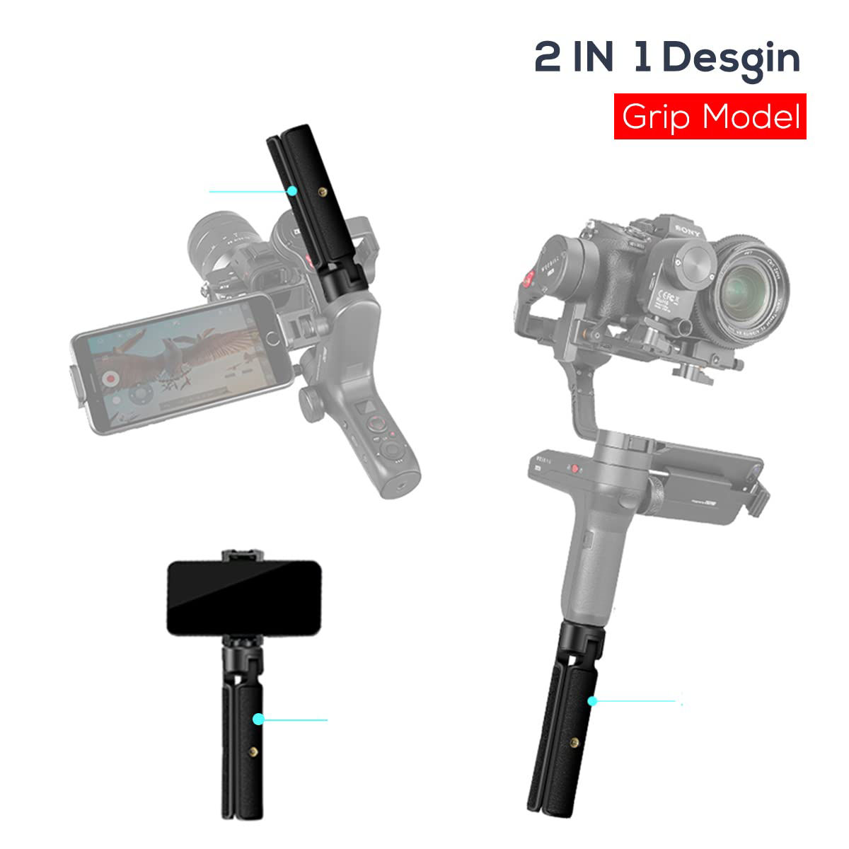 GetUSCart- EaxanPic Extended Handle Grip/Tripod 2 in 1 for Gimbal ...