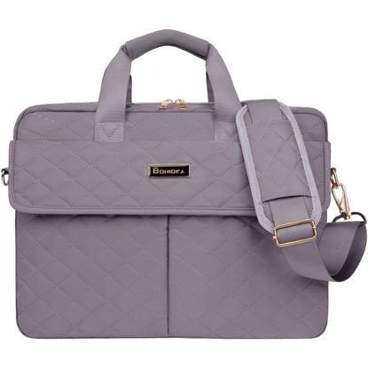 Picture of Bonioka Laptop Bag Computer Laptop Case for Women, 15.6 Inch Briefcase Shoulder Bag Water Resistant for Work School Travel Purple