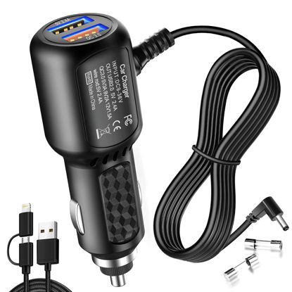 Picture of Radar Detector Power Cord,for Uniden Escort Valentine Beltronics Passport Cobra etc Radar Detector,with Dual USB QC3.0 Quick Charger(DC3.5)