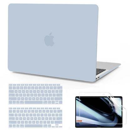 Picture of B BELK Compatible with MacBook Air 13 inch Case 2022 2021 2020 2019 2018 A2337 M1 A2179 A1932 Touch ID, Matte Plastic Hard Shell Case & Keyboard Cover & Screen Protector Retina Display, Baby Blue