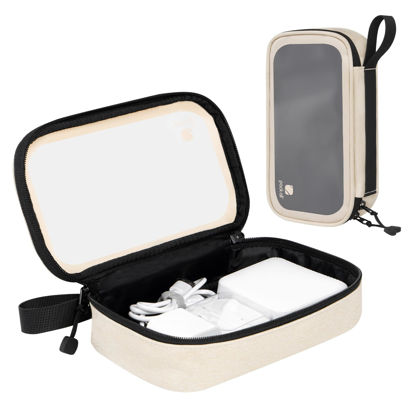 Picture of pack all Clear Electronic Organizer, TPU Cable Organizer Bag, Compact Cord Travel Organizer for Cables, Chargers, Phones, USB cords, SD Cards (Beige)