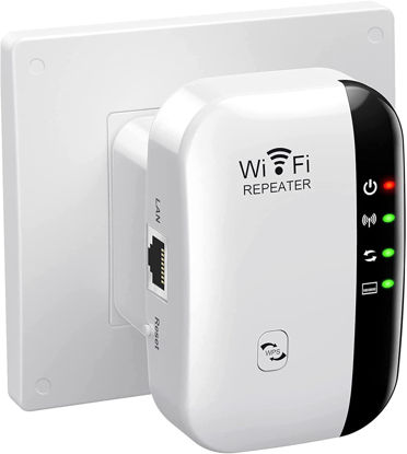 Picture of WiFi Extender, WiFi Signal Booster Up to 3000sq.ft and 30 Devices, WiFi Range Extender, Wireless Internet Repeater, Long Range Amplifier with Ethernet Port, 1-Tap Setup, Access Point, Alexa Compatible