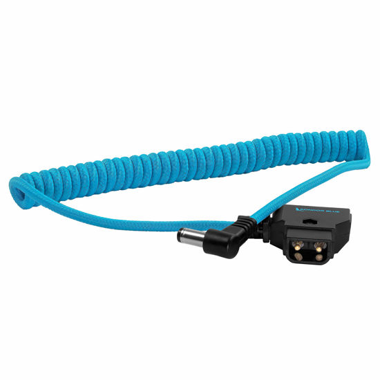 Picture of KONDOR Blue D-Tap to DC Right Angle Coiled Cable (5.5 x 2.5mm) Compatible with Canon C70 & Amaran + More