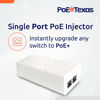 Picture of Poe Texas PoE Injector - Single Port PoE+ Power Over Ethernet PoE Adapter for 802.3at - 10/100/1000 Gigabit Data with Integrated 52V 30W Power Supply - Plug & Play USB-C Tablet, IP Camera, VoIP