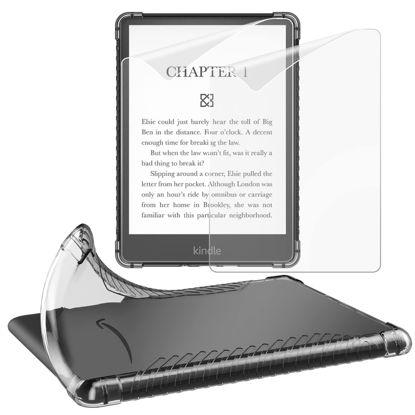 Picture of MoKo Clear Case and 2-Pack Screen Protector for 6.8" Kindle Paperwhite (11th Generation-2021) and Kindle Paperwhite Signature Edition, Slim Soft TPU Case with Anti-Glare PET Matte Protective Film