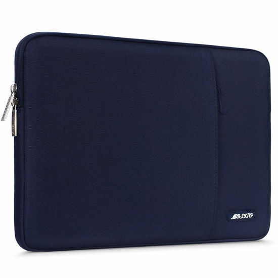 Picture of MOSISO Laptop Sleeve Bag Compatible with MacBook Air 13 inch M2 A2681 M1 A2337 A2179 A1932/Pro 13 M2 M1 A2338 A2251 A2289 A2159 A1989 A1706 A1708, Polyester Vertical Case with Pocket, Navy Blue