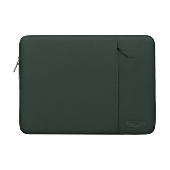 Picture of MOSISO Laptop Sleeve Bag Compatible with MacBook Air 13 inch M2 A2681 M1 A2337 A2179 A1932/Pro 13 M2 M1 A2338 A2251 A2289 A2159 A1989 A1706 A1708, Polyester Vertical Case with Pocket, Midnight Green