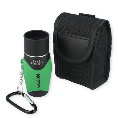 Picture of Carson MiniMight 6x18mm Pocket Monocular with Carabiner Clip, Green (MM-618CG)