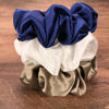 Picture of Celestial Silk Mulberry Silk Scrunchies for Hair (Large, Dark Taupe, Navy, Ivory)