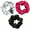 Picture of Celestial Silk Mulberry Silk Scrunchies for Hair (Large, Hot Pink, White Marble, Black)