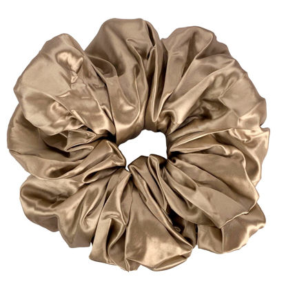 Picture of Celestial Silk Mulberry Silk Scrunchies for Hair (Oversized, Dark Taupe)