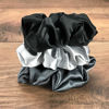 Picture of CELESTIAL SILK Mulberry Silk Scrunchies for Hair (Large, Silver, Charcoal, Black)