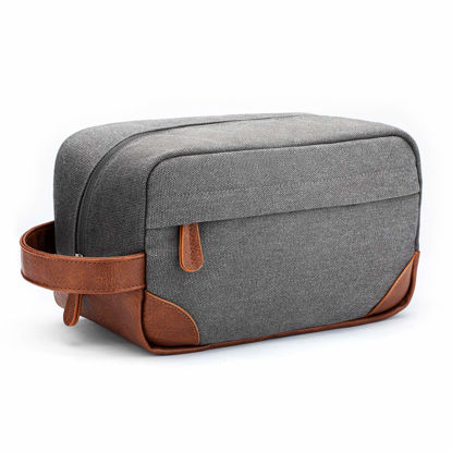 Picture of Vorspack Toiletry Bag Hanging Dopp Kit for Men Water Resistant Canvas Shaving Bag with Large Capacity for Travel - Light Grey