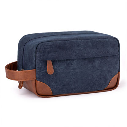 Picture of Vorspack Toiletry Bag Hanging Dopp Kit for Men Water Resistant Canvas Shaving Bag with Large Capacity for Travel - Navy Blue