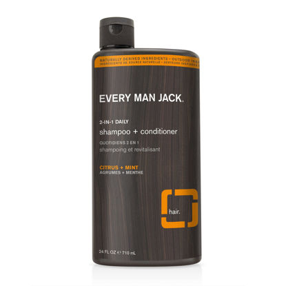 Picture of Every Man Jack Citrus + Mint Mens 2-in-1 Shampoo + Conditioner - Deeply Cleanse, Strengthen, Moisturize All Hair Types - Made with Naturally Derived Ingredients - Paraben Free, Dye Free