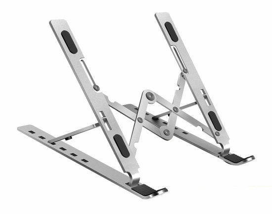 Picture of Lasitu Foldable&Adjustable Stand for Laptop Portable Monitor Tablet (10-17 inches) Creative Aluminum Alloy Laptop Stand for Desk Riser Notebook Holder Stand,Silver