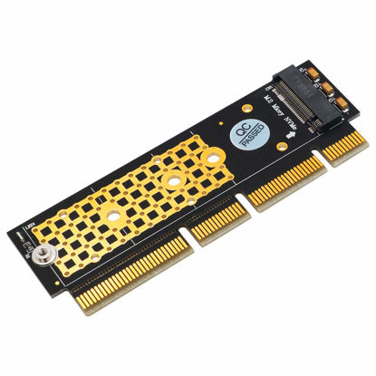 Picture of M.2 NGFF NVMe SSD to PCIE 3.0 X16/X8/X4 Adapter with heatsink for 1U/2U Server and Low Profile PC