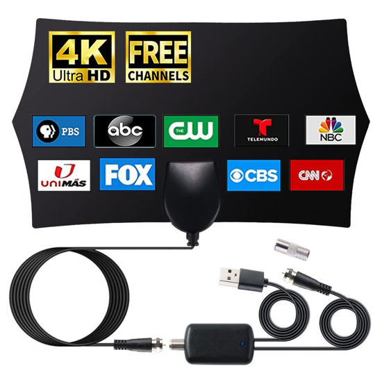 Picture of TV Antenna, Antenna TV Digital HD Indoor with 400+ Miles Range, 2023 Upgraded TV Antenna Indoor with Amplifier Signal Booster, HD Antenna for TV Indoor, Support 4K 1080p All TVs, 16ft Coax Cable