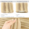 Picture of WENNALIFE Seamless Clip In Hair Extensions Human Hair, 20 Inch 150g 7pcs Light Blonde Highlighted Golden Blonde Real Hair Extensions Clip in Human Hair Invisible PU Skin Weft Natural Remy Human Hair Extensions