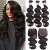 Picture of Beauty Princess Body Wave Human Hair 3 Bundles with Closure Double Weft 10A Brazilian Hair Bundles (22/24/26+20 Inch, Bundles +Three Part Closure)