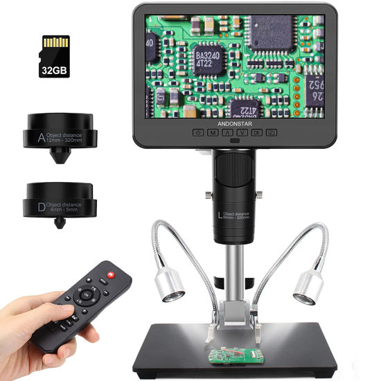 Picture of Andonstar AD246S-M HDMI Digital Microscope 2000x for Adults, 3 Lens 2160P UHD Video Record, 7 Inch LCD Soldering Microscope, Coin Microscope, Biological Microscope Kit, Windows Compatible