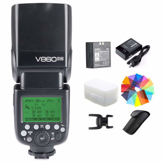 Picture of GODOX V860II-N Kit I-TTL GN60 2.4G HSS 1/8000s Li-ion Battery Camera Flash Speedlite Light for Nikon D800 D700 D7100 D5200 D300 D300S D3200 D3100 D200 D70S D810 D610 D90 D750 & Diffuser (V860II-N)