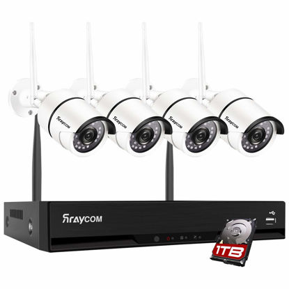 Picture of Rraycom 8CH 1080P NVR Security Camera System-4pcs 2MP Home Waterproof Wireless Outdoor Security Cameras/ H.265 NVR Surveillance Camera System with 115FT Night Vision /Remote View 1TB Hard Drive