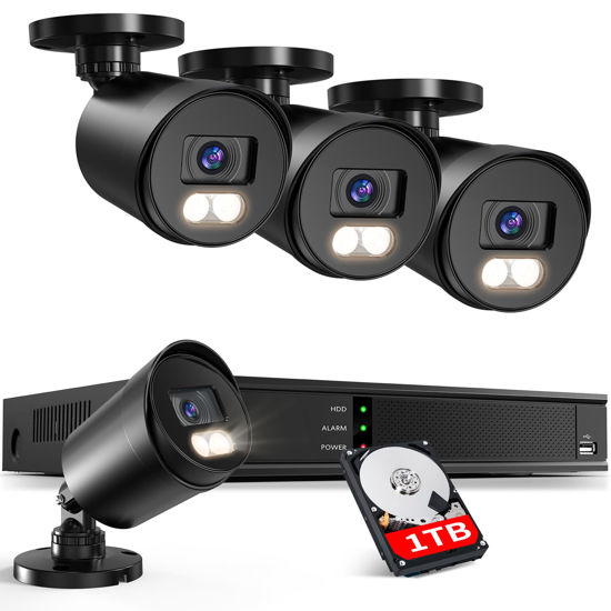 Picture of EZFIX 2MP Security Camera System Wired, H.265+ 8CH Surveillance DVR with 1TB Hard Drive and 4 x 1080p HD IP66 Outdoor CCTV Cameras, 100ft Night Vision, Smart Playback, Motion Alerts, Remote Access