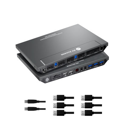 Picture of AV Access KVM Switch 2 Computers 2 Monitors DisplayPort 8K@60Hz 4K@165hz/144hz, DP KVM Switch Dual Monitors with USB 3.0 Ports, Audio Out, IR Remote, with All Cables