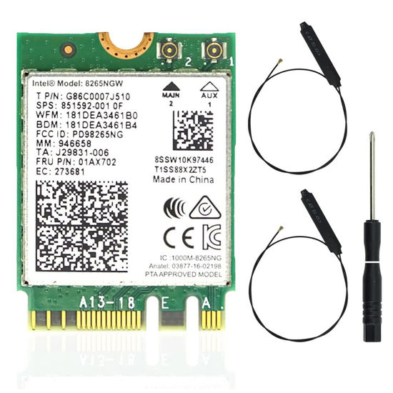 Picture of LIAN MO for Intel Wireless-AC 8265 Dual Band 2.4G/5Ghz WiFi Bluetooth WLAN for 8265NGW NGFF 802.11ac 867Mbps 2x2 MU-MIMO BT 4.2 Card