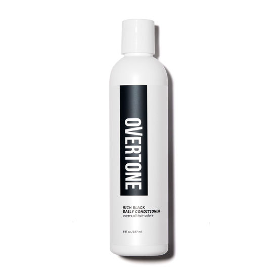 Picture of OVERTONE Haircare Daily Conditioner - 8 oz Semi-Permanent Daily Conditioner w/Shea Butter & Coconut Oil - Maintain Existing Shade w/Cruelty-Free Hair Color (Rich Black)