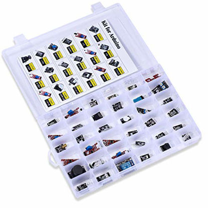 Picture of 37 Sensors Assortment Kit.37 Sensor Starter Kit for Arduino Raspberry pi Sensor kit 37in1 Robot Projects Starter Kits for Arduino UNO R3, MEGA,Nano,Raspberry Pi 3,3B+,RPi A,Model B,B+,2