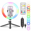 Picture of Neewer 10-inch RGB Ring Light Selfie Light Ring with Tripod Stand & Phone Holder, Remote Control, Dimmable LED Desk Ringlight 29 Colors Modes for Makeup/Live Streaming/YouTube/Tiktok/Video Shooting