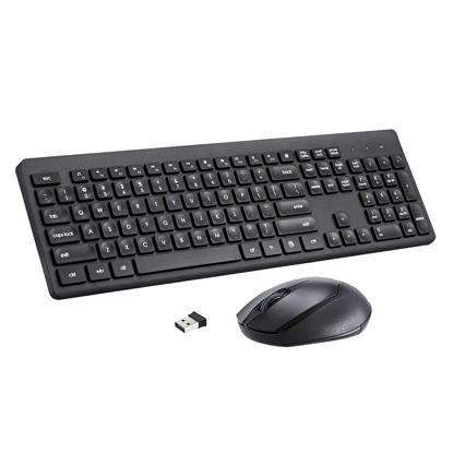 Picture of Wireless Keyboard and Mouse Combo 2.4G Full Size External Cordless Keyboard Mouse Set with Numeric Keypad for Windows Mac Laptop PC Computer Desktop Notebook Chromebook Compact Mouse (Black)