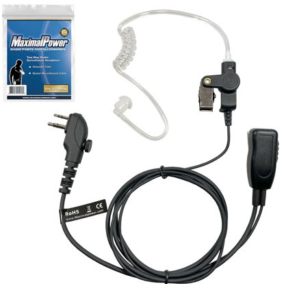 Picture of MaximalPower HYTERA HYT Single Wire 2-Pin Radio Earbud Headset PTT Mic in-Ear Clear Coil Tube