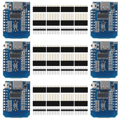 Picture of 6 Pieces Development Board D1 Mini Type-C USB NodeMcu Mini Wireless D1 Module for ESP8266 ESP-12F 4M Bytes WLAN WiFi Internet Development Board Compatible with Arduino