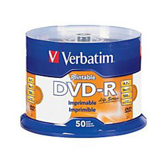 Picture of Verbatim Life Series DVD-R Printable Disc Spindle, Pack of 50 98472