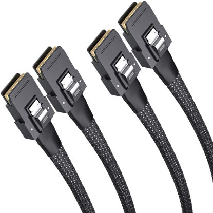 Picture of H!Fiber.com 2 Pack Internal Mini SAS SFF-8087 to SFF-8087 36Pin Cable, 0.8m Internal Mini SAS to Mini SAS Cable, 6Gbps, 100 Ohms, for Servers, RAID, SAS/SATA HBA, DAS, 0.8meter (2.6ft)