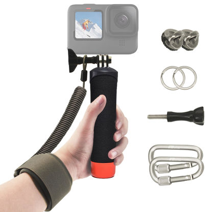Picture of FitStill Waterproof Monopod Floating Hand Grip+Steel cored Safety Wrist Strap Rope for Go Pro Hero Session DJI Osmo and Other Action Cameras.Snorkeling Underwater Diving Selfie Pole Stick