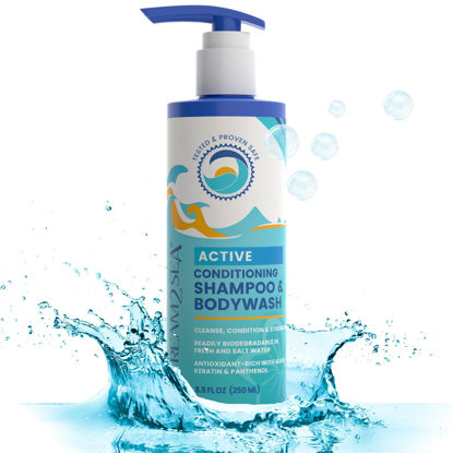 Picture of Non Toxic Shampoo and Conditioner, Body Wash 3 in 1 for Swim - Reef Safe Swimmers Shampoo for Men, Women or Kids - All Natural Organic Shampoo and Conditioner Set with Biodegradable Soap for Camping