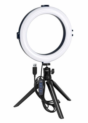 Picture of Vidpro RL-8 8" Inch LED Ring Light Kit with Mini Tripod and Ball Head. USB Powered for Portraits, Makeup, Modelling, Vloggers, Macro Photos and YouTube. Variable Color Temperature 2800K 4500K 6500K