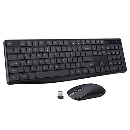 Picture of Keyboard and Mouse Combo, Wireless Mouse and Keyboard Combo, 2.4G Full-Sized Computer Keyboard with 3 Level DPI Adjustable Wireless Silent Mouse for Laptop, Desktop, PC