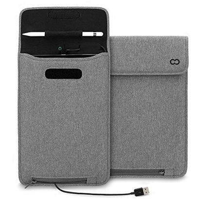 Picture of CaseCrown New iPad 2017, iPad Air 2, iPad Pro 9.7 Power Sleeve (Charcoal Gray) w/Apple Pencil Holder & MFI Certified USB to Lightning Cable